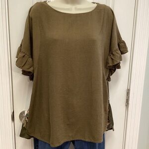 Umgee M Linen floral Cottagecore feminine coastal cowgirl boho blouse